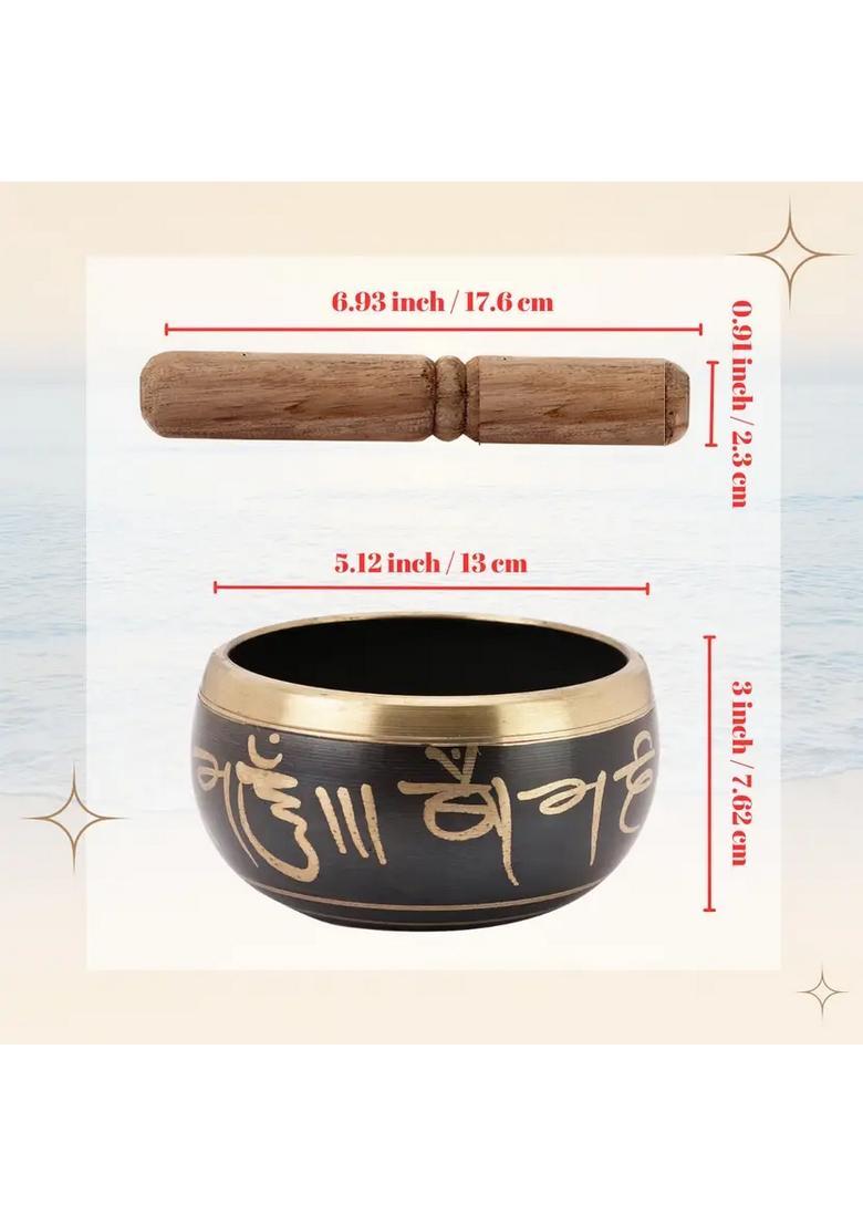 Tibetan Buddhist Om Prayer Instrument With Striker Stick Large 5 Inch - Indya