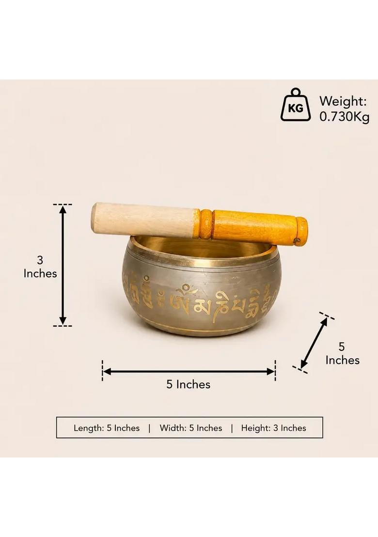 Tibetan Silver Singing Bowl Set For Meditation & Sound Healing - Indya