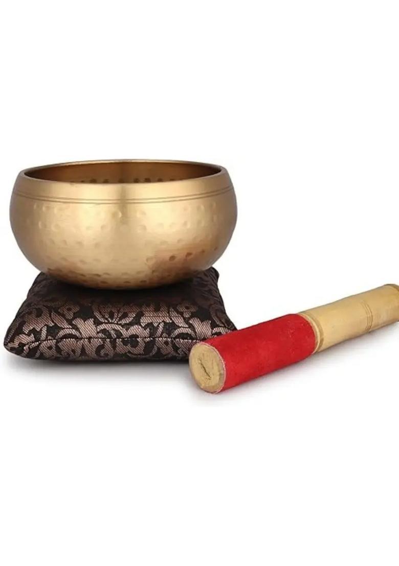 Tibetan Singing Bowl 5 Inch Yellow Hammered For Meditation - Indya