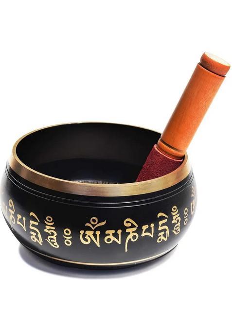 Tibetan Buddhist Prayer Instrument 5.75 Inch Black With Striker Stick