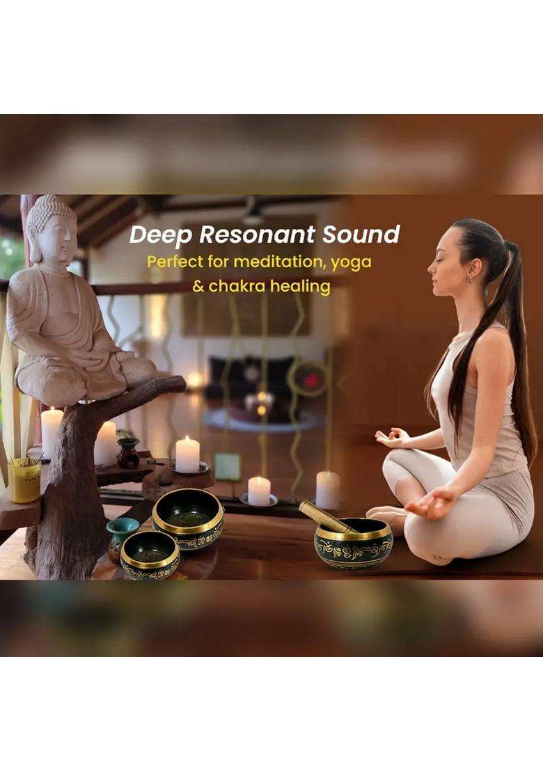 Tibetan Buddhist Prayer Singing Bowl With Wooden Stick 9Cm 3.5 Inch - Indya