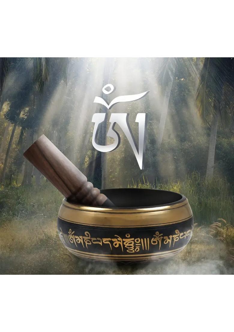 Tibetan Om Bell Metal Meditation Singing Bowl Musical Instrument - Indya