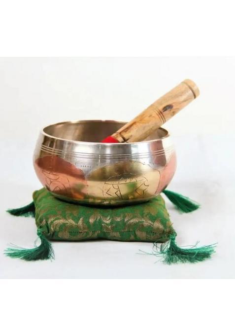 Tibetan Silver Coated Engraved Singing Bowl 3.5 Inch For Meditation