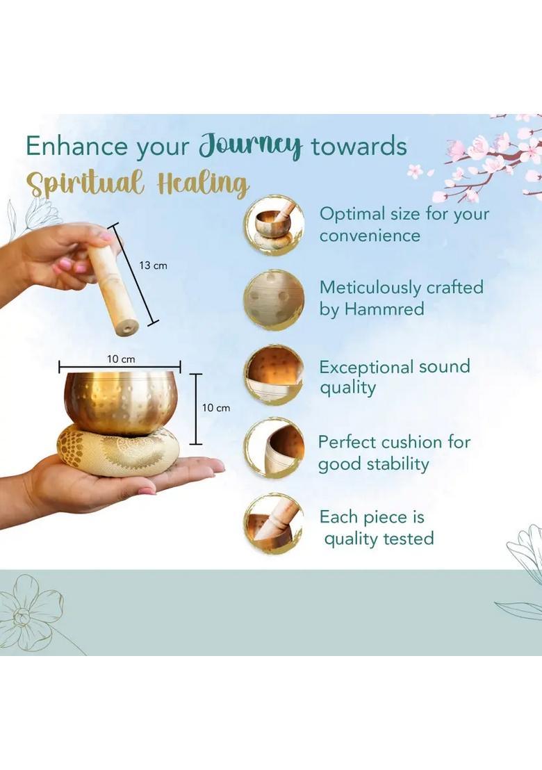 Handmade Brass Tibetan Meditation Singing Bowl With Wooden Striker - Indya