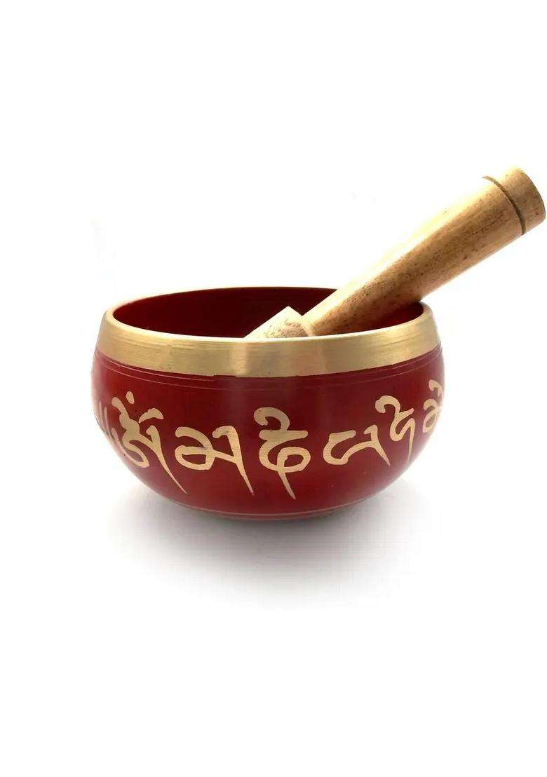 Tibetan Singing Bowl 3.5 Inch Red Meditation Bowl - Indya