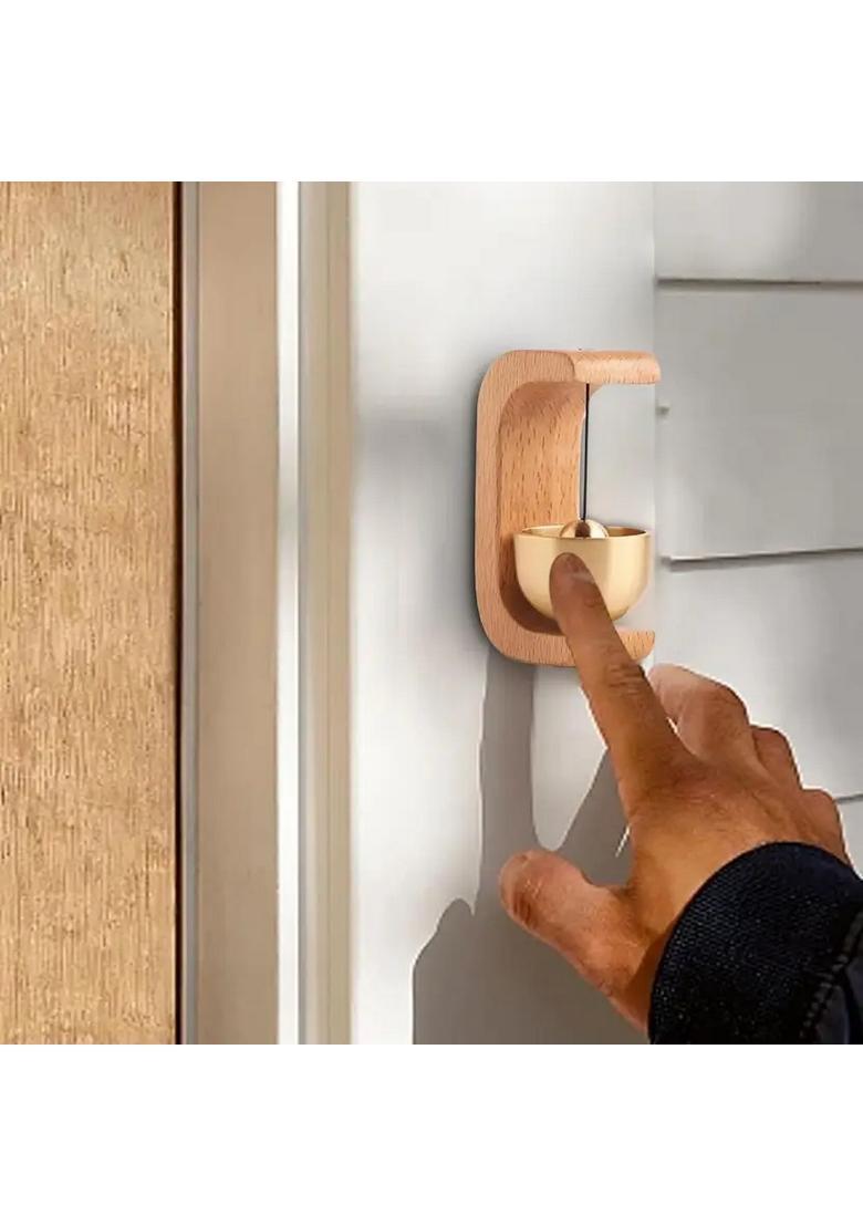 Wooden & Brass Door Bell Chime For Home Decor - Indya