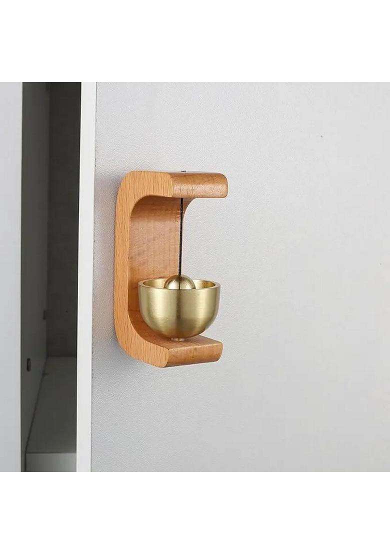 Wooden Door Bell Chime With Brass Bell For Home Decor - Indya