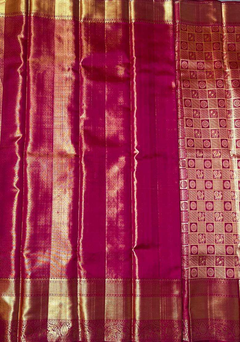 Gold Pure Tissue Kanchipuram 2G Zari Saree With Traditional Woven Design For Women - Indya