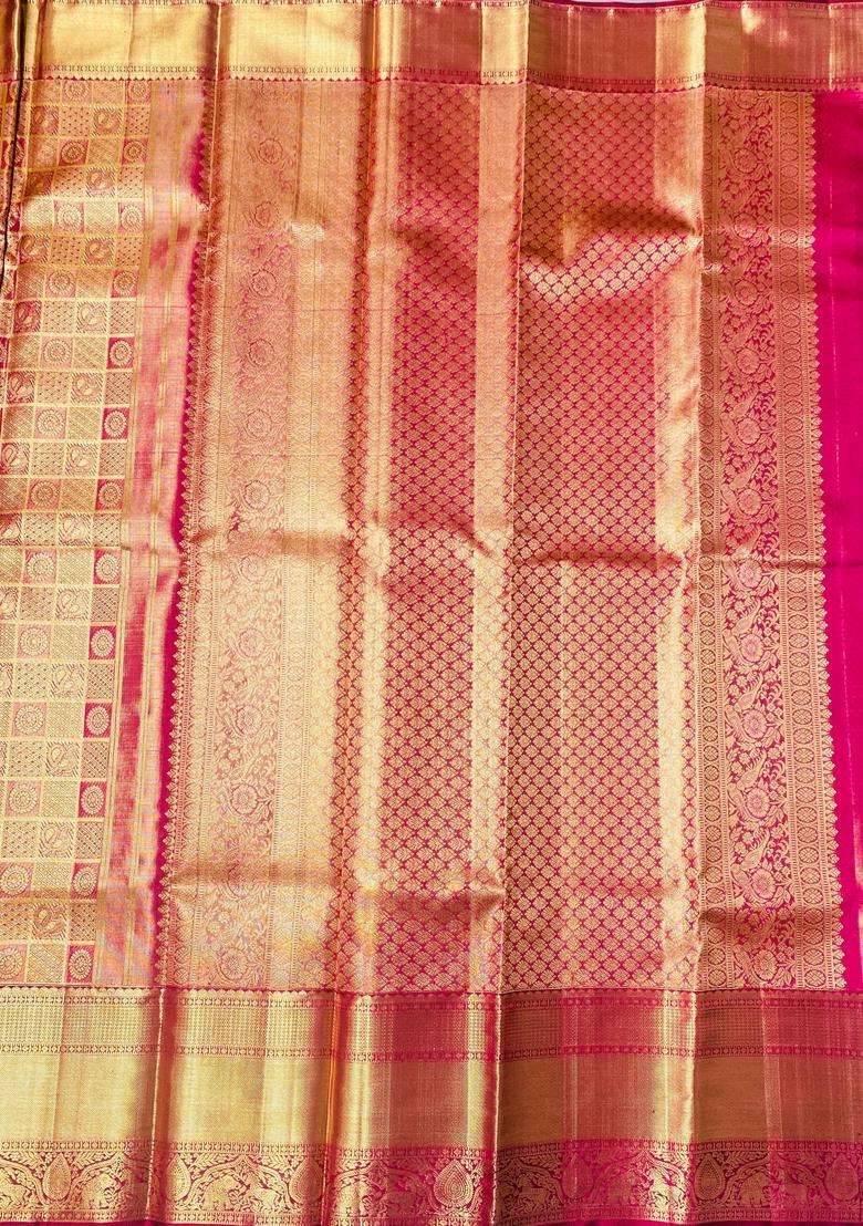 Gold Pure Tissue Kanchipuram 2G Zari Saree With Traditional Woven Design For Women - Indya