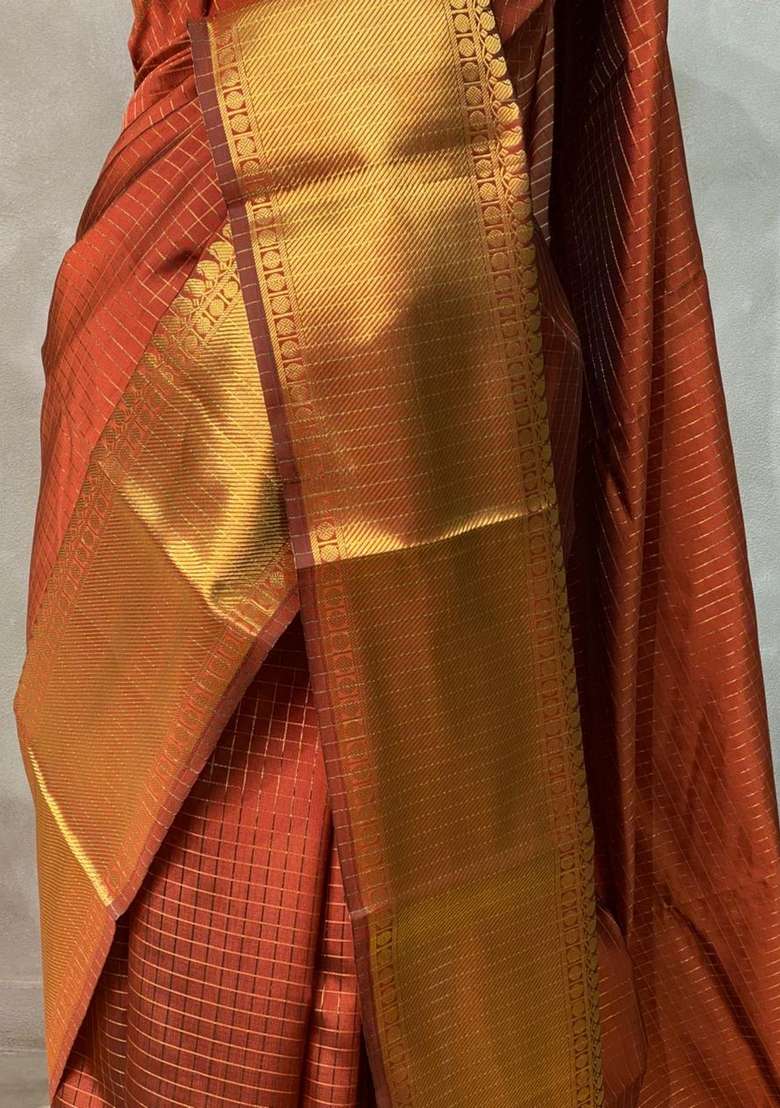 Brown Banarasi Silk Saree With Traditional Woven Design For Women - Indya