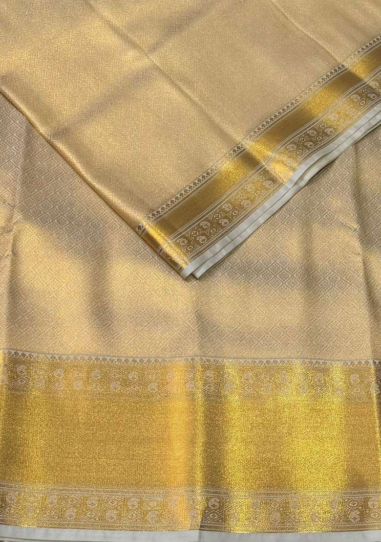 Sandal Bridal Kanchipuram Silk Saree With Traditional Woven Design For Women - Indya