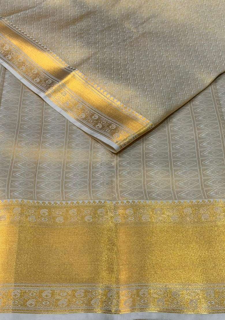 Sandal Bridal Kanchipuram Silk Saree With Traditional Woven Design For Women - Indya