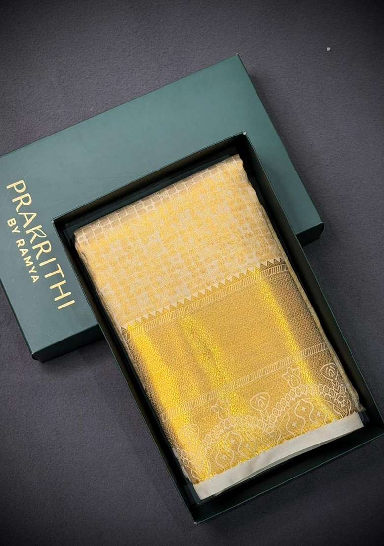 Sandal Bridal Kanchipuram Silk Saree With Traditional Woven Design For Women - Indya
