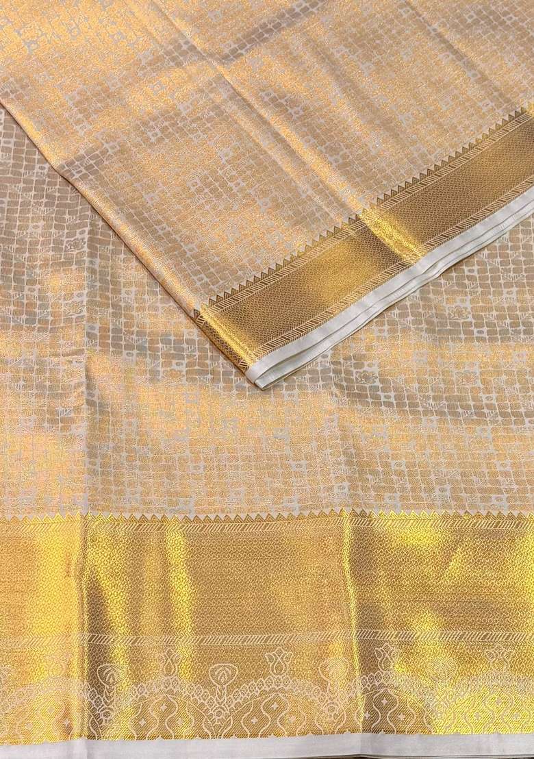 Sandal Bridal Kanchipuram Silk Saree With Traditional Woven Design For Women - Indya