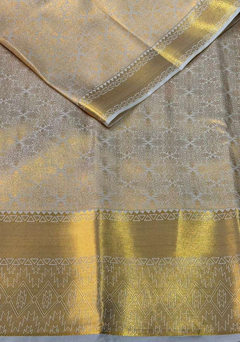 Sandal Bridal Kanchipuram Silk Saree With Traditional Woven Design For Women - Indya
