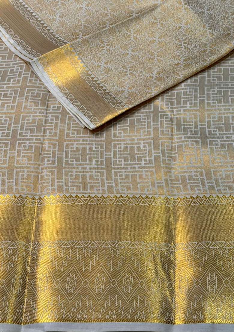 Sandal Bridal Kanchipuram Silk Saree With Traditional Woven Design For Women - Indya