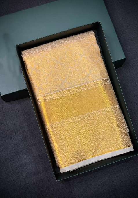 Sandal Bridal Kanchipuram Silk Saree With Traditional Woven Design For Women