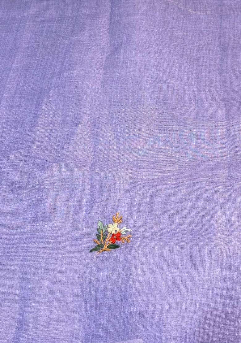 Lavender Tissue Linen Saree With Traditional Woven Design For Women - Indya