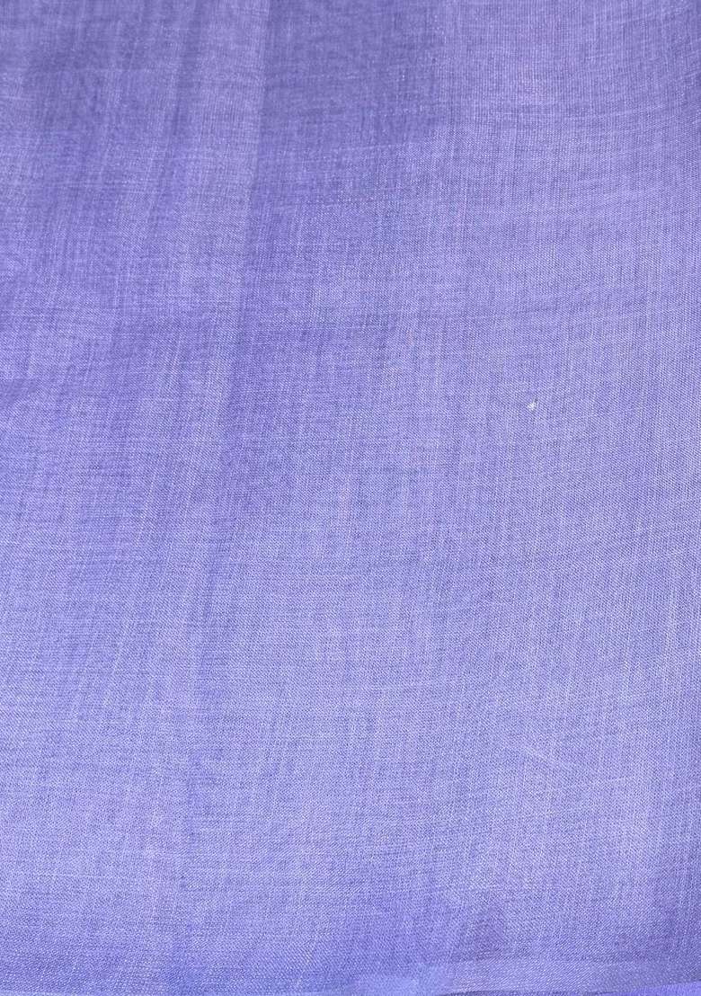 Lavender Tissue Linen Saree With Traditional Woven Design For Women - Indya