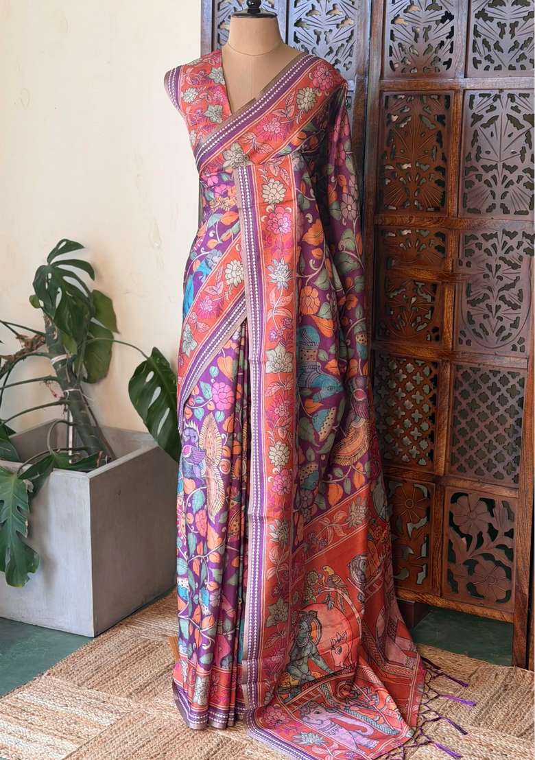 Purple Soft Silk Saree With Traditional Woven Design For Women - Indya
