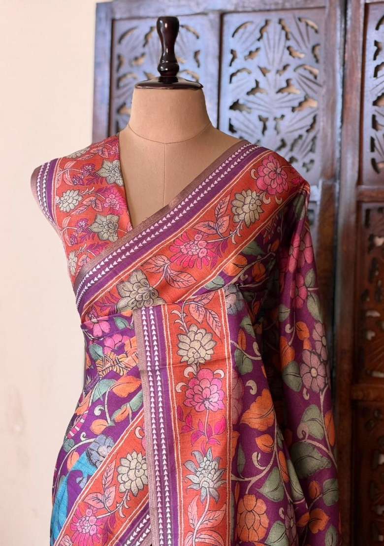 Purple Soft Silk Saree With Traditional Woven Design For Women - Indya