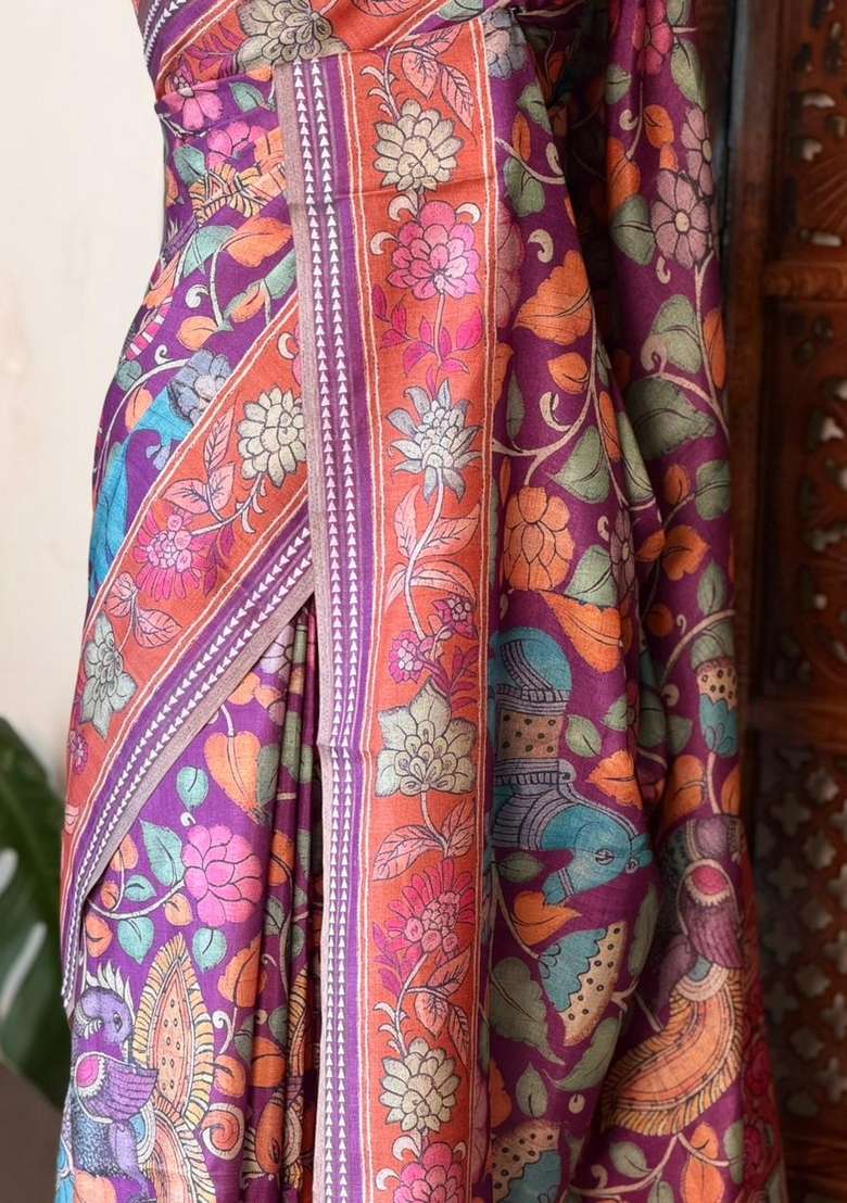 Purple Soft Silk Saree With Traditional Woven Design For Women - Indya