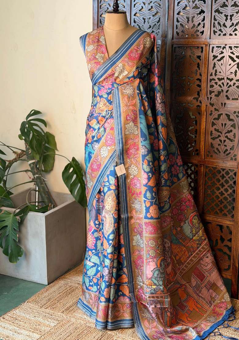 Blue Soft Silk Saree With Traditional Woven Design For Women - Indya