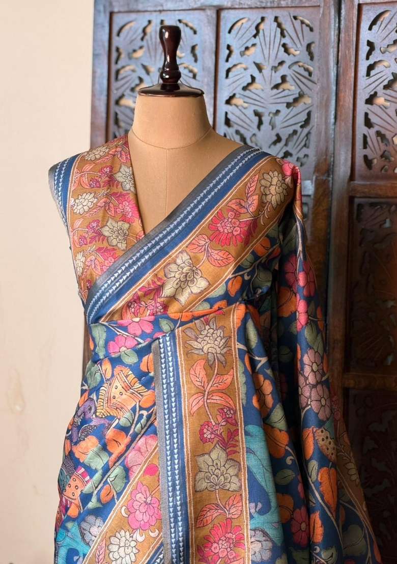 Blue Soft Silk Saree With Traditional Woven Design For Women - Indya