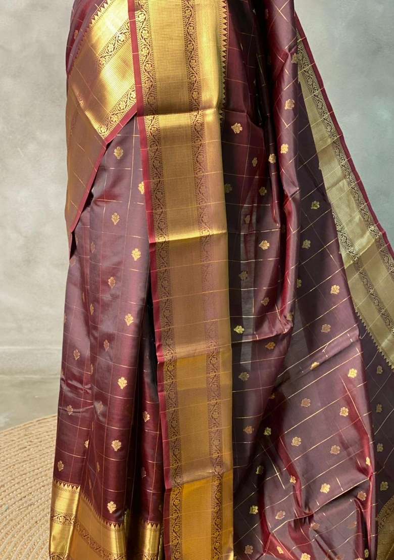 Brown Semi Silk Saree With Traditional Woven Design For Women - Indya