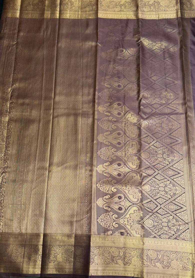 Brown Semi Kanchipuram Art Silk Saree With Traditional Woven Design For Women - Indya