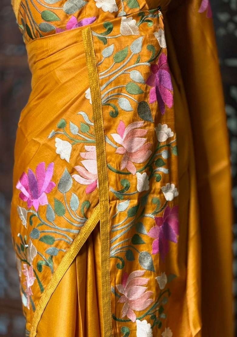 Mustard Yellow Semi Tusser Silk Tussar Saree With Traditional Woven Design For Women - Indya