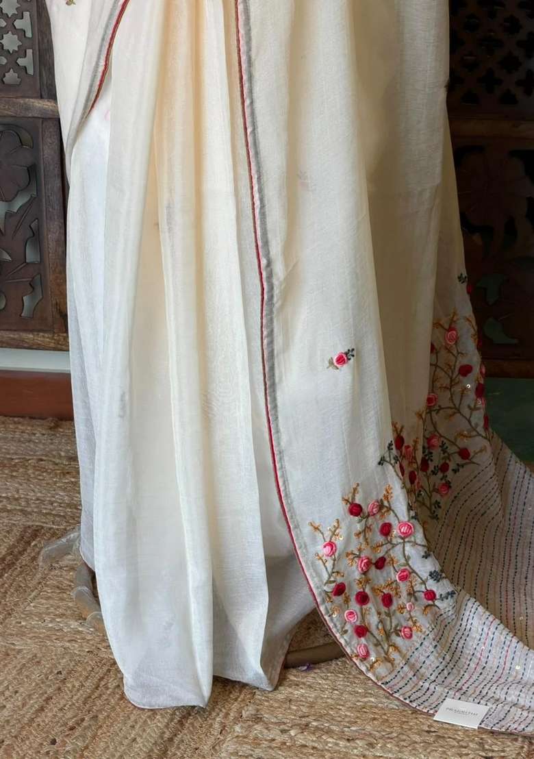 Nude Yellow Soft Muslin Pure Silk Saree With Traditional Woven Design For Women - Indya