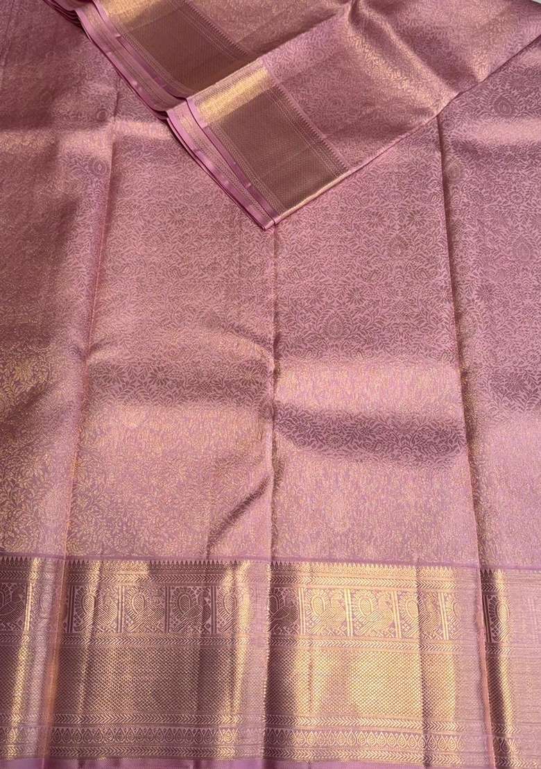 Gold Pure Tissue Kanchipuram Silk Saree With Traditional Woven Design For Women - Indya