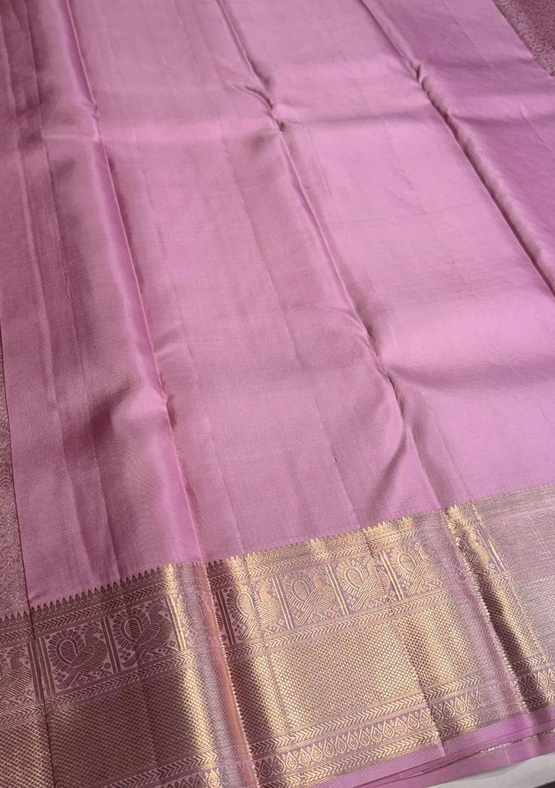 Gold Pure Tissue Kanchipuram Silk Saree With Traditional Woven Design For Women - Indya