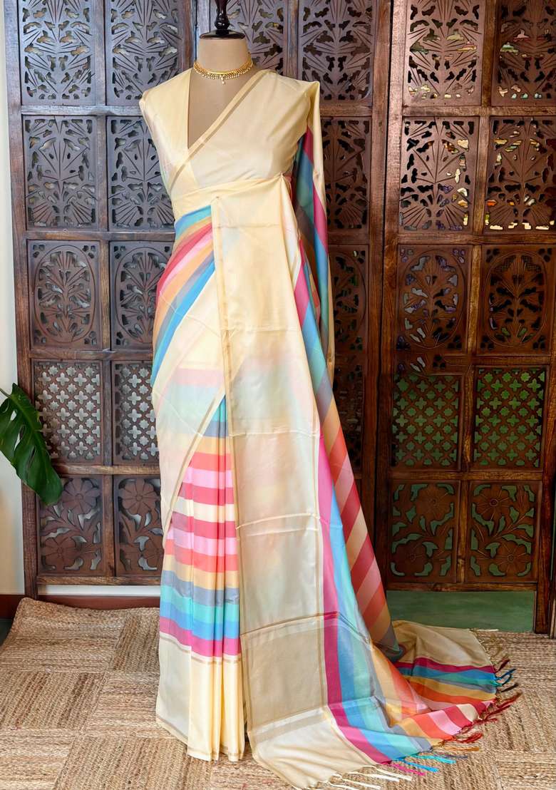 Sandal Soft Banarasi Silk Saree With Traditional Woven Design For Women - Indya