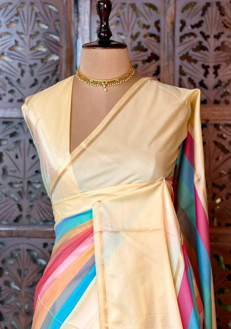 Sandal Soft Banarasi Silk Saree With Traditional Woven Design For Women - Indya