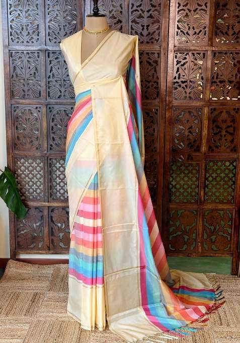 Sandal Soft Banarasi Silk Saree With Traditional Woven Design For Women