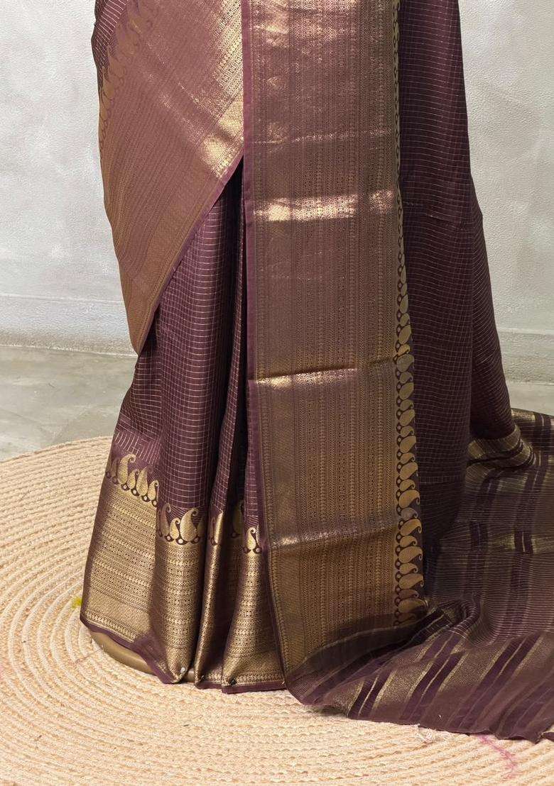 Coffee Brown Pure Viscose Silk Saree With Traditional Woven Design For Women - Indya