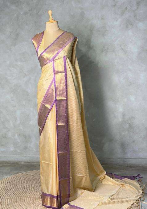 Pastal Yellow Semi Banarasi Art Silk Saree With Traditional Woven Design For Women