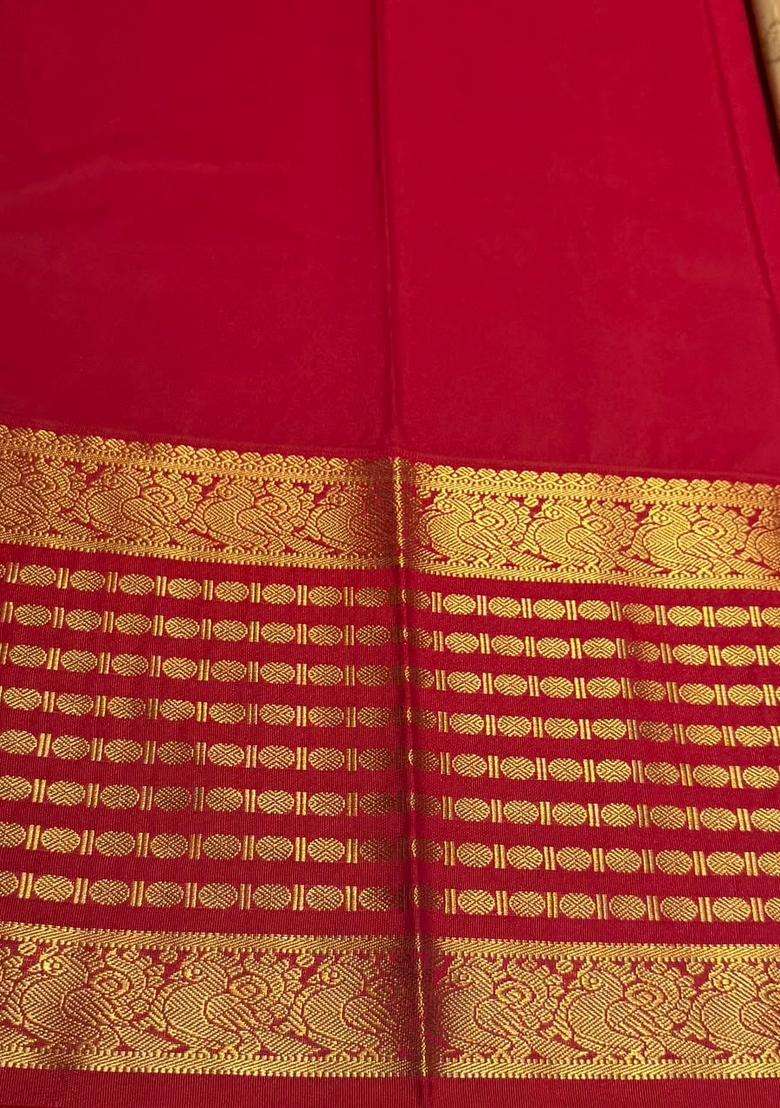 Sandal And Reddish Pink Semi Kanchipuram Silk Saree With Traditional Woven Design For Women - Indya