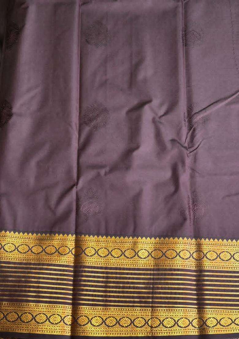 Coffee Brown Semi Kanchipuram Silk Saree With Traditional Woven Design For Women - Indya