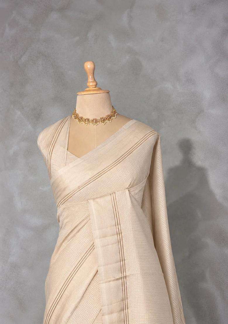 Sandal Chanderi Silk Cotton Saree With Traditional Woven Design For Women - Indya