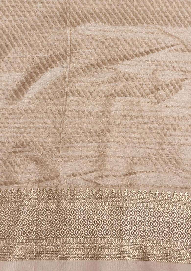 Off White Banarasi Georgette Saree With Traditional Woven Design For Women - Indya