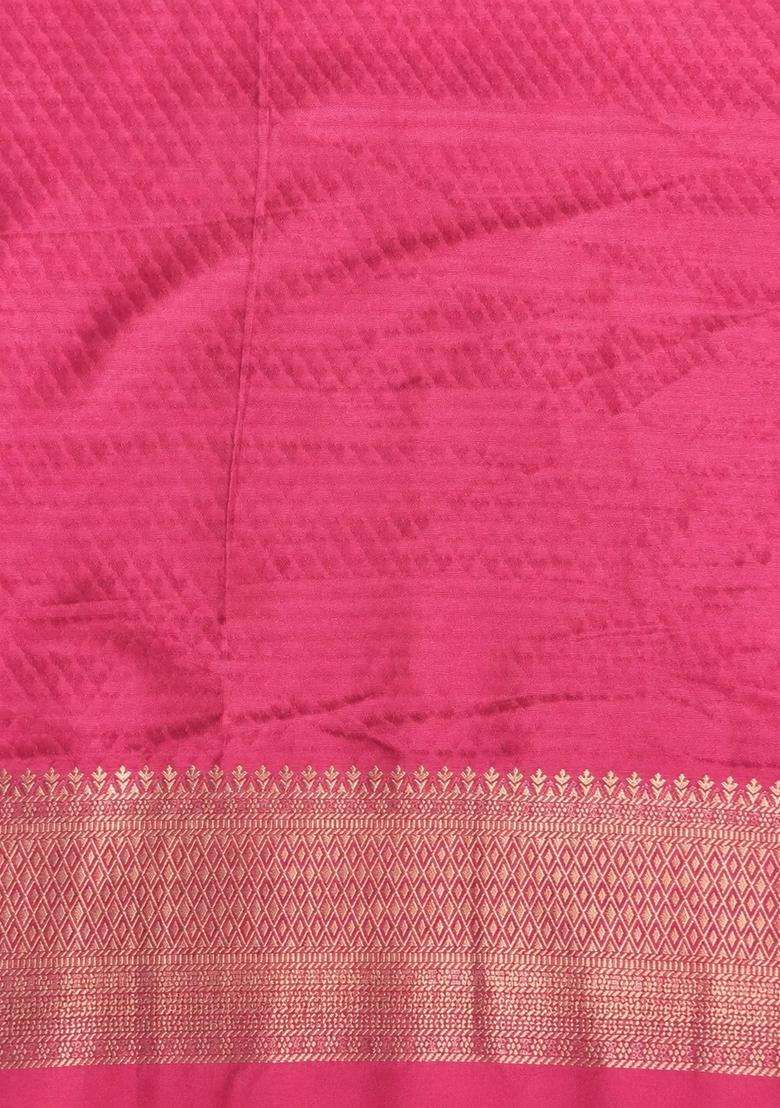Pink Banarasi Georgette Saree With Traditional Woven Design For Women - Indya