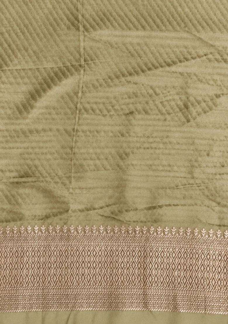 Pastel Green Banarasi Georgette Saree With Traditional Woven Design For Women - Indya