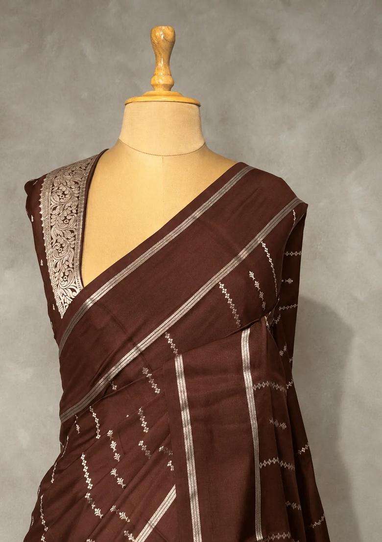 Coffee Brown Soft Gajji Silk Saree With Traditional Woven Design For Women - Indya