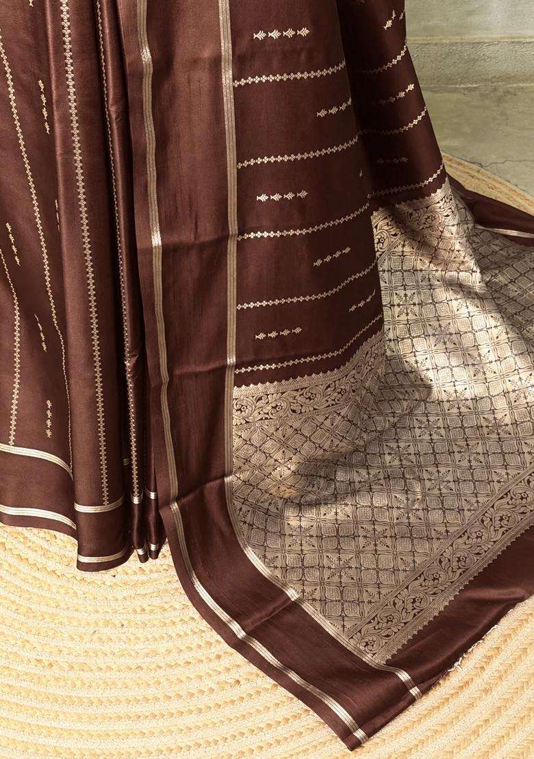 Coffee Brown Soft Gajji Silk Saree With Traditional Woven Design For Women - Indya