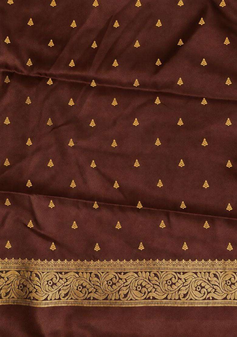 Coffee Brown Soft Gajji Silk Saree With Traditional Woven Design For Women - Indya