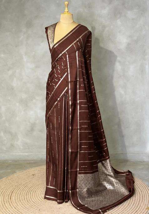 Coffee Brown Soft Gajji Silk Saree With Traditional Woven Design For Women