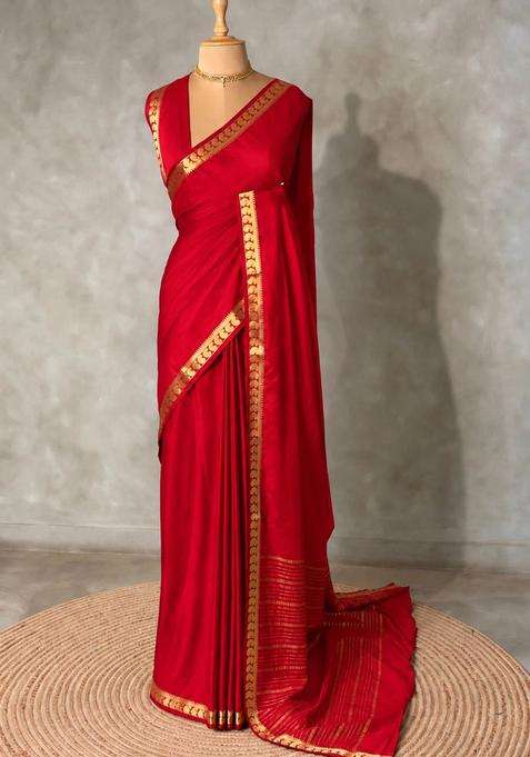 Wine Semi Mysore Crepe Silk Saree With Traditional Woven Design For Women